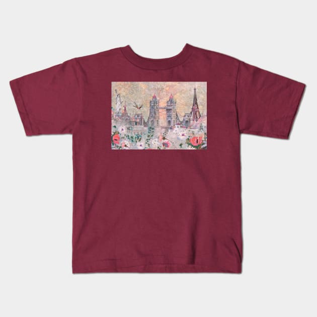 Around the World Kids T-Shirt by Phatpuppy Art